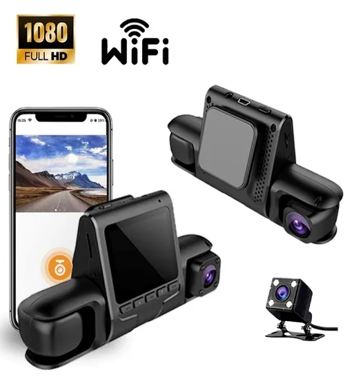 Top Professional Front / Inside / Rear Camera 2inch IPS Driving Recorder 